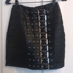 Miss guided faux leather skirt with silver buckles